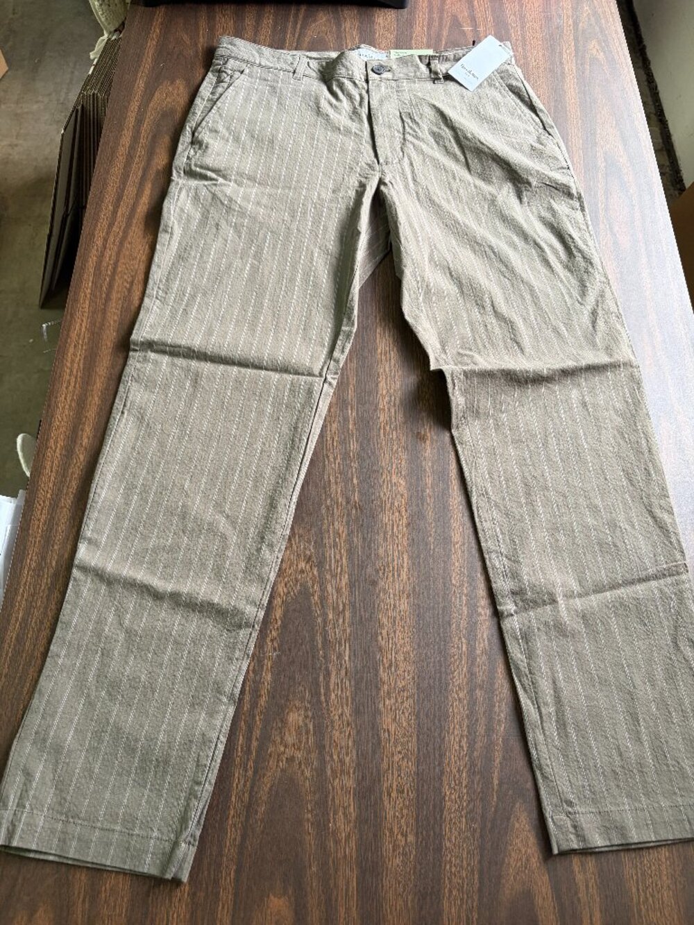 NWT Goodfellow & Co. Mens Slim Straight Vacay Green Striped Trousers